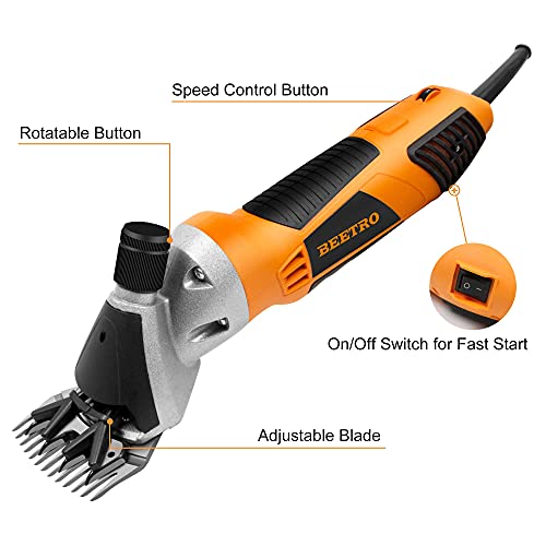 BEETRO 550W Electric Professional Sheep Shears, Animal Grooming Clippers for Sheep Alpacas Goats and More, 6 Speeds Heavy Duty Farm Livestock Haircut, with an Extra Set of Shearing Blades BEETRO 550W Electric Professional Sheep Shears, Animal Grooming Clippers for Sheep Alpacas Goats and More, 6 Speeds Heavy Duty Farm Livestock Haircut, with an Extra Set of Shearing Blades