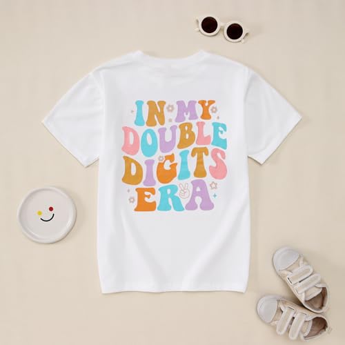 Image of IZYJOY in My Double Digits Era Shirts Girls 10th Birthday T-Shirts 10 Years Old Birthday Party Short Sleeve Summer Tee Tops