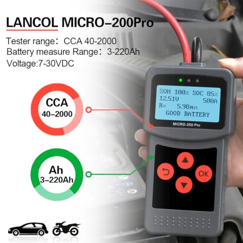 Probador de baterías para motocicletas y coches MICRO-200 PRO para evitar fallos de arranque 3