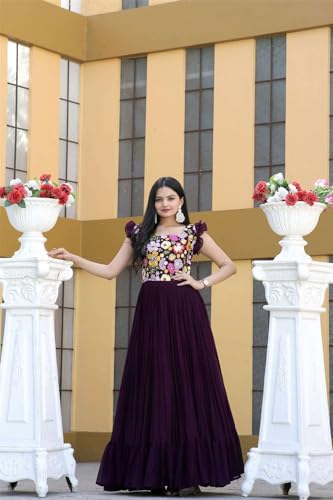 Image of Women's Floral Printed Stylish Georgette Anarkali Gown for Women.