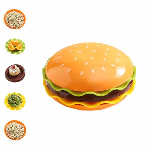 Hamburger Plates and Bowls Sets,5/7-Piece Novelty Stackable Burger Dinnerware Set,Mini Condiment Bowls for Sauce Snack Dessert,C