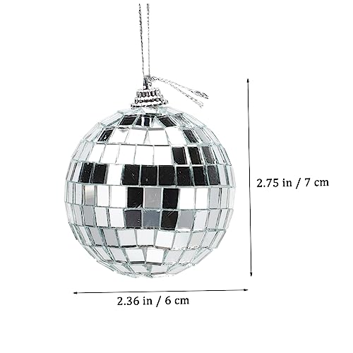 Unomor - 36 piezas de bolas espejadas colgantes plateadas para decoración de fiestas, árbol de Navidad, bodas y eventos de baile miniatura 2