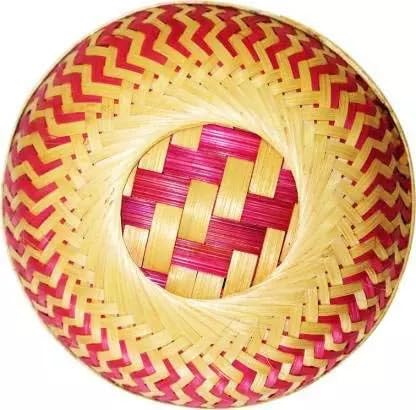 Image of ROYAL 11 ART & CRAFT Multipurpose Bamboo Basket Set for Fruit /Vegetable /Dry Fruit /Chocolate Packaging /Wedding Gift and Daily Use DIY Projects (Red) Size -9 Inch Pack of-10