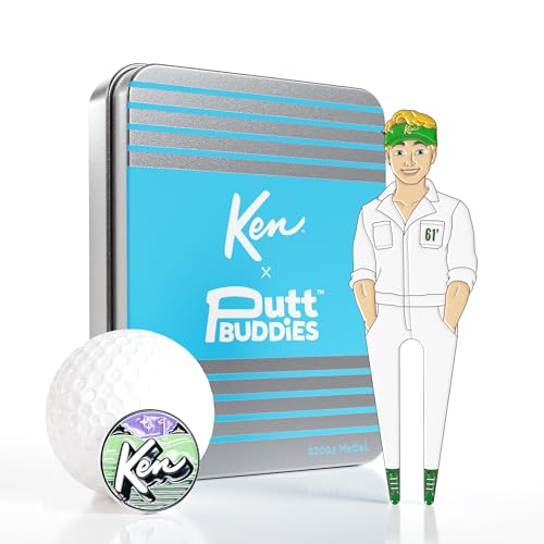 Barbie x PuttBuddies Caddy Ken Golf Divot Tool & Ball Marker Set – Premium Magnetic Ball Marker, Hat Clip, Gift Tin, Perfect Golf Gift