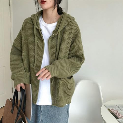 Veste cardigan pull tricoté noir avec capuche coupe ample rétro