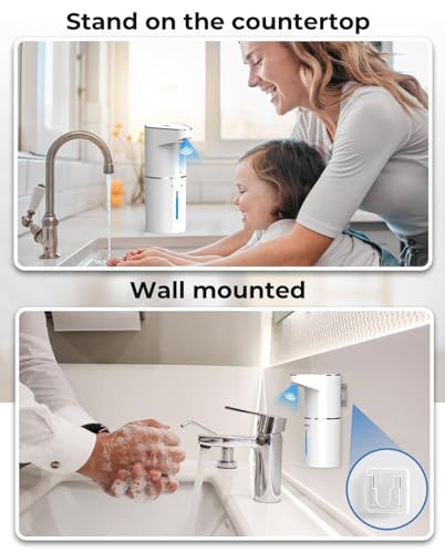 Image of Automatic Soap Dispenser, Sensor Hand Wash Dispenser with 3-Speed Adjustable Foaming Handwash Dispenser, 1200mAh Battery with Auto-Clean, Touchless for Home Bathroom, Office, Kitchen(Liquid)