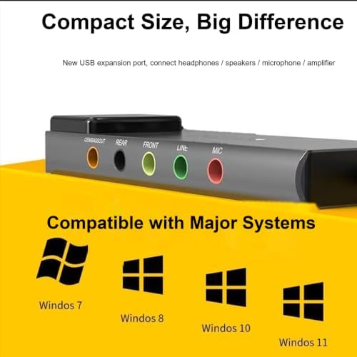 USB Sound Card 6-in-1, 5.1/7.1 Ch Audio Adapter, Optical SPDIF for PC — 사진 2