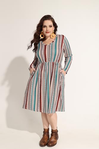 Image of RITERA Plus Size Dresses for Curvy Women Summer Spring Womens Dress V Neck Short Sleeve Casual Dress with Pockets XL-5XL