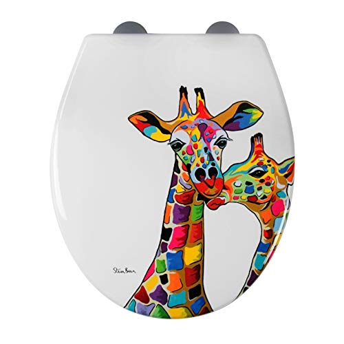 Croydex Art by Steven Brown Flexi-Fix Durable Toilet Seat Soft Close Rust Free (Francie & Josie)