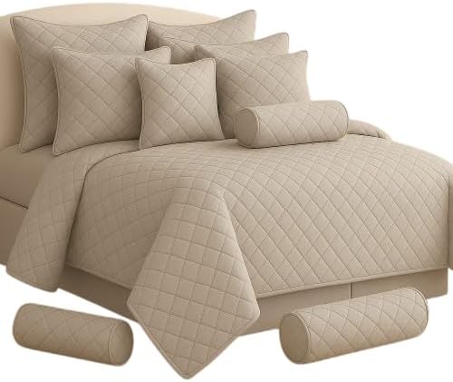 9 Piece Comforter Set with Pillowcases, Cushions & Bolsters