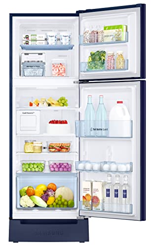 Image of Samsung 236L 2 Star Inverter Frost-Free Convertible 3 In 1 Curd Maestro Double Door Refrigerator Appliance (RT28C3C32UZ /HL,Midnight Blossom Blue), Base Stand Drawer