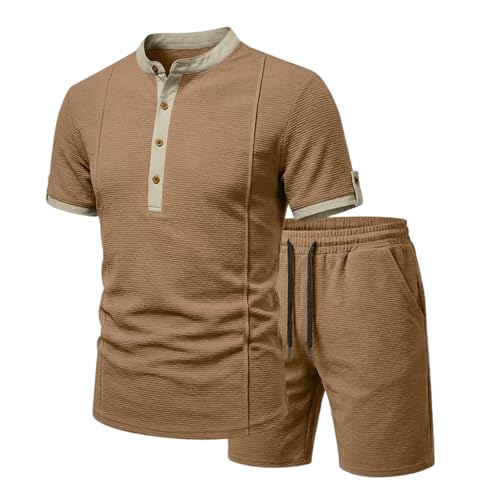 Ensemble Henley homme short léger pour trajets quotidiens et terrasses d'été