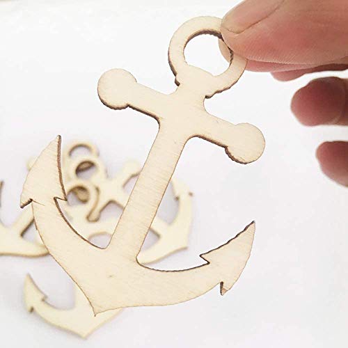 Kchex 30 Pcs Wooden Anchor Rudder Shape Decoration To Paint, Unfinished Small Wood Anchor Rudder Cutouts For Arts Crafts Diy Projects Home Party Decoration #TOP2