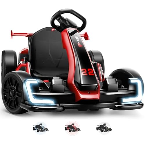 Hikole Go Kart 24V Electric Drift Cart for Kids 6-12-14, Red
