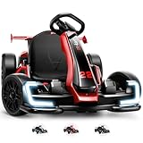 Hikole Electric Go Kart for Kids, 24V Drift Cart with Adjustable Seat, Fast 8.5 MPH, 300W Motor, EVA Tires, Drift Mode and 2 Speed, Go Cart for Kids 6-12 Years Old, Red