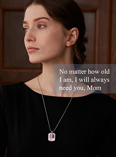 Fanery Sue Personalized Custom Engraving Photo & Text Cremation Jewelry Urn Necklace For Ashes Keepsake Memorial Pendant(Dog Tag-Silver-Full Color) #TOP2