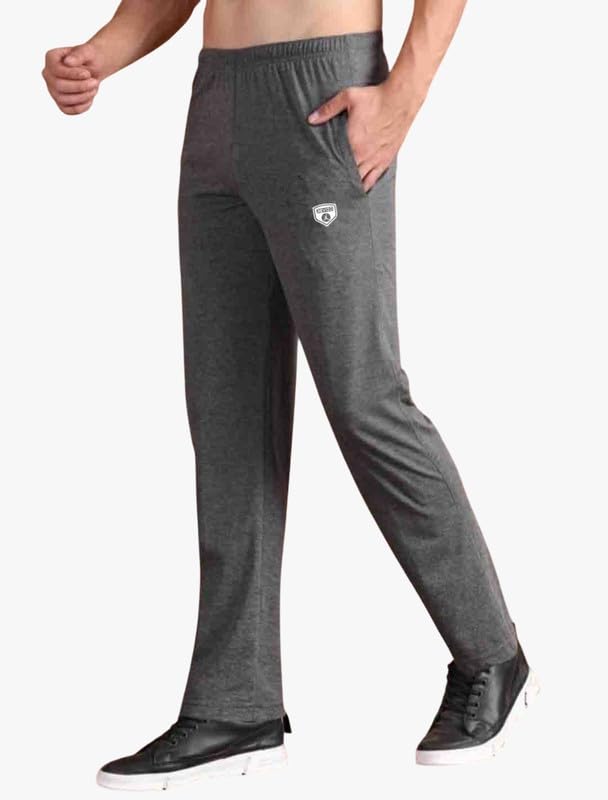 Image of Men's Black Pure Cotton Antra Track Pants (Regular Fit)