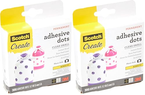 Scotch 010-300S 300/Pack Adhesive Dots, Small (Pack of 2)