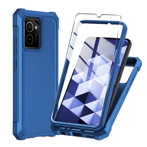 Mocotto for HMD Vibe Phone Case with Tempered Glass Screen Protector Slim Soft Silicone Full-Body Protective Cover (HMD Vibe Blue)