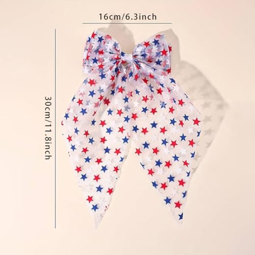 Pinza para cabello con moño patriótico rojo, blanco y azul miniatura 2