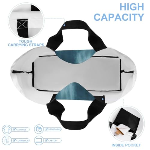 Women's Multi-Functional Shopping Bag，Shark Printing Messenger Bag Shoulder Bag for Travel, Work, Shopping & Parties with Inner Pocket, Grocery Bag Lightweight & Water-Resistant4