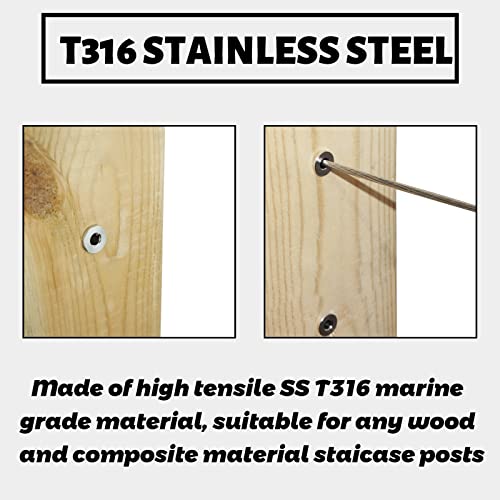 Dawn Railing 50Pk T316 Stainless Steel Protector Sleeves Cable Railing Hardware Kit With A Free Drill Bit, Protector For Wire Rope Deck Cable Wood Composite Posts, Fit For 1/8" 5/32" 3/16" Cable Wire #TOP4