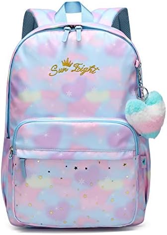 Caran·Y Girls School Backpack, Galaxy School Bag Large Capacity Waterproof Casual Daypack, Lightweight Kids Backpack for Girls Outdoor Travel