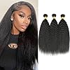 Kinky Straight Bundles 14 16 18 Inch Yaki Straight 3 Bundles Deals 100% Unprocessed Brazilian Virgin Remy Human Hair Extensions 1B Color for Black Women