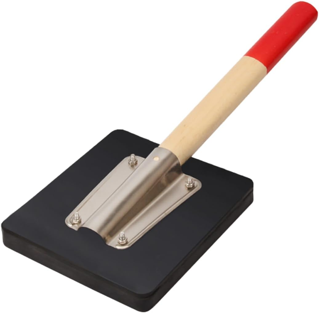 Healifty Paving Rubber Hammer with Ergonomic Wooden Handle Square Rubber Clapper Board for Tile Flattening and Construction Durable High Elasticity Mallet for Floor and Tile Installation at