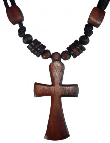 Preisvergleich Produktbild Halskette Kreuz, Holz-Schmuck Modeschmuck, Natur-Schmuck