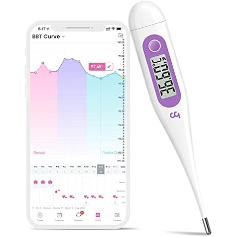 Femometer Body Temperature Thermometer, Digital Basal Thermometer for Fertility Monitor, Draw BBT Chart Pinpoint Ovulation Day, Accurate & Easy to use, Perfect Companion for Ovulation (Purple) Cover