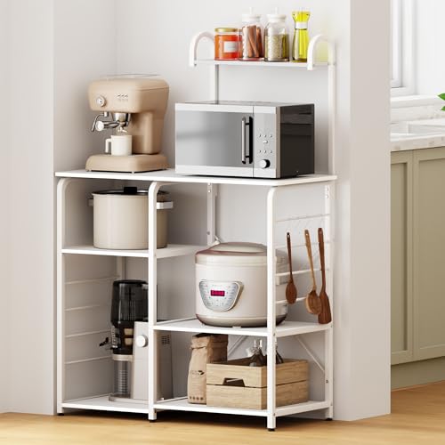 SogesHome Bäckerregale Küchenregal Mikrowellenhalter mit Kleinen Haken Küche Baker's Rack...