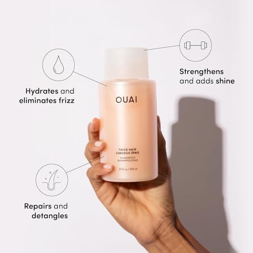 OUAI Thick Shampoo Moisturizing Shampoo with Keratin, Marshmallow Root, Shea Butter & Avocado