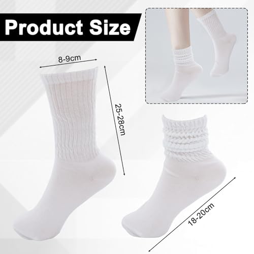 8 Pairs Slouchy Socks for Women, White Scrunchy Slouch Socks, Retro Scrunchy Sock Crew for Running, Hiking, Fitness and Casual Wear (White)2