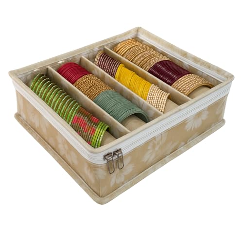 Image of 4 Rod Bangle Box Organizer for Women, Beige, Pack of 1