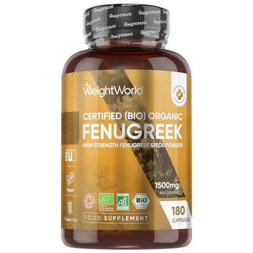 Organic Fenugreek Capsules - 180 Capsules - 3 Months Supply - Rich in Dietary Fibre - Natural Source of Saponins - Soil Association Certified - Vegan & Gluten-Free Fenugreek Supplement for Women & Men