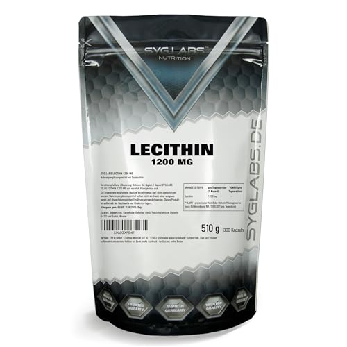 Lecithin Kapseln 1200mg - 300 Kapseln - 1200mg pro Tagesdosierung - Sojalecithin - hochdosiert - ohne Gentechnik