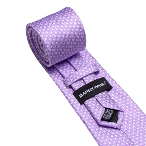 Image of Barry.Wang Ties for Men Silk Tie Sets Polka Dot Woven Necktie Pocket Square Cufflinks Business Wedding