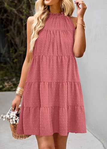 Image of KIRUNDO Summer Sundresses for Women Halter Dress Babydoll