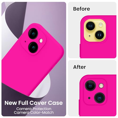 Image of FireNova Designed for iPhone 14 Case, Silicone Upgraded [Camera Protection] Phone Case, Soft Anti-Scratch Microfiber Lining Inside, 6.1 inch, Hot Pink