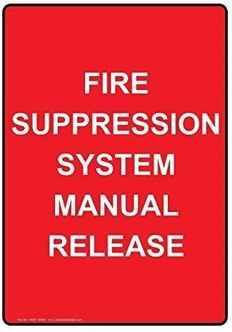 TammieLove New Warning Sign Fire Suppression System Manual Release Sign Red, 8X12 Inches