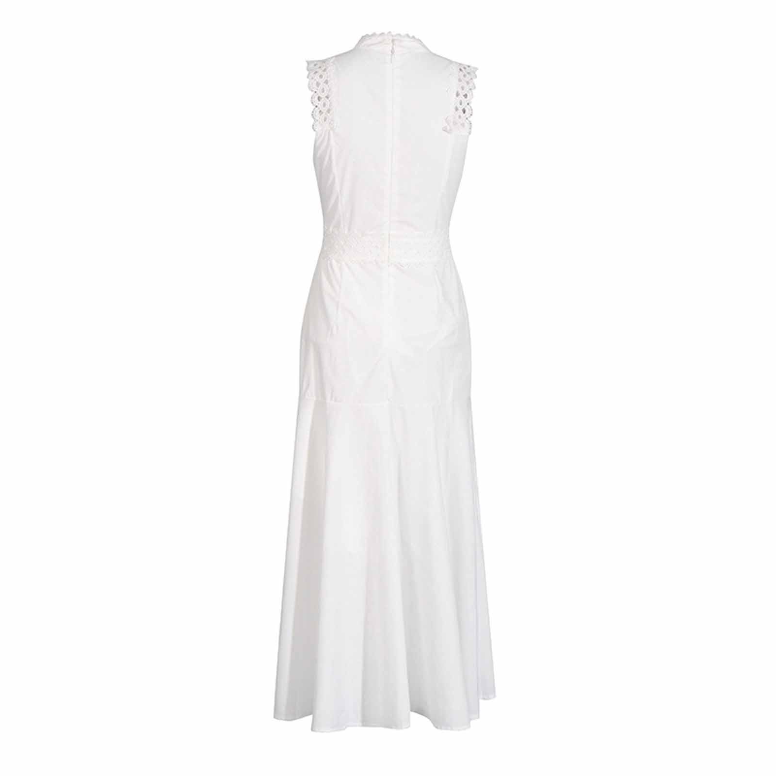 Generico Vestito Estivo Donna Senza Maniche,Abito Casual Senza Maniche con Stampa Floreale E Spacco Frontale con Laccetti Ideale per Feste Estive E per Tutti I Giorni