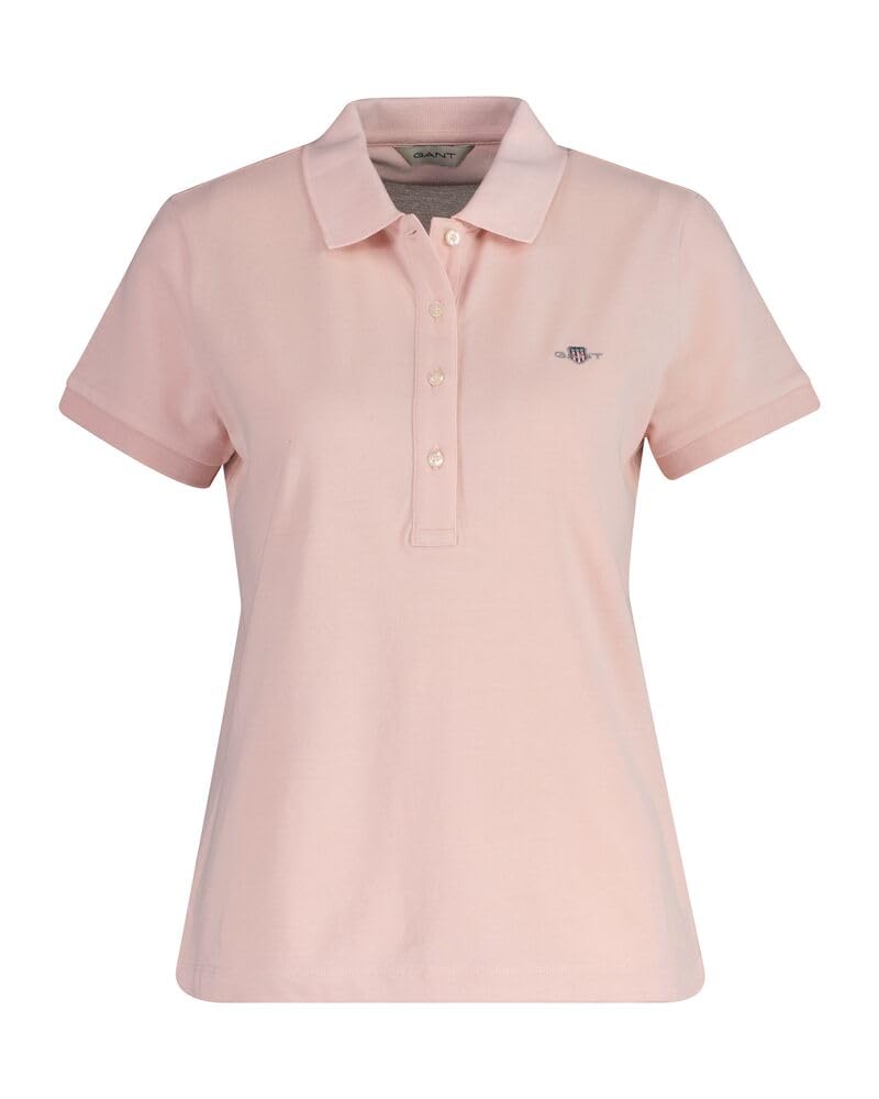 Gant Women's Faded Pink Slim Shield Ss Pique Polo Shirt, L