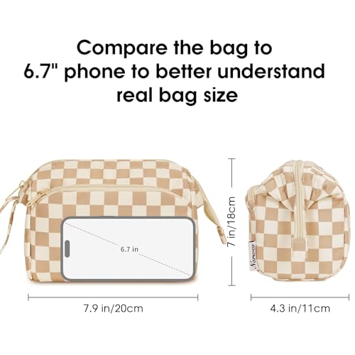 Image of Narwey Travel Makeup Bag Toiletry Bag, Wide Open Cosmetic Bag for Women