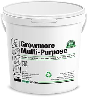 Growmore General Purpose Fertiliser, 1Kg Bucket, Mini granules 7-7-7, All Round General Purpose Fertiliser for Garden, Plant Feeding, Preparing Beds, Borders Vegetable Plots and Plant Growth