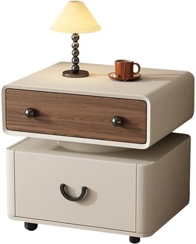 Stylish Black Nightstand with Double Drawers - Floorstanding Bedside Table, Sofa End Table, Accent Table with Storage for Home, Perfect for Bedroom & Living Room (50cm)