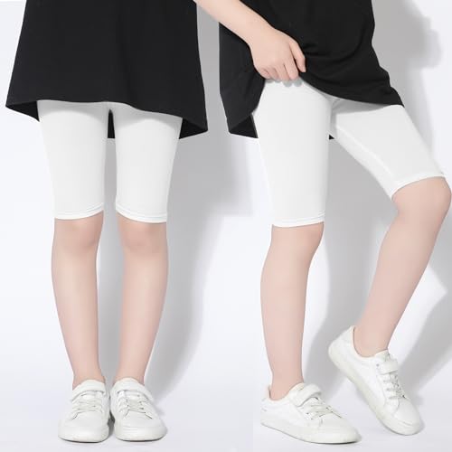 Kiench 3 Pack Girls Crop Leggings Cotton Summer Long Bike Shorts for School Sports Dance 2-11 Years3