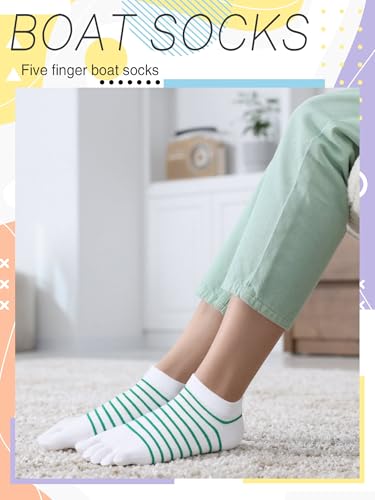 Image of Sintege 5 Pairs Stripe Toe Socks Women Colorful Finger Sock with Toes Separated Ankle Socks for Athletic Running Women Men