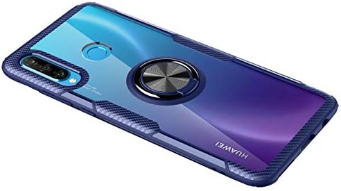 SORAKA Clear Case for Huawei P30 Lite with 360 degree rotation Ring Holder Slim Fit Case Transparent acrylic Cover Silicone Bumper,with Metal Plate for Magnetic Car Phone Holder