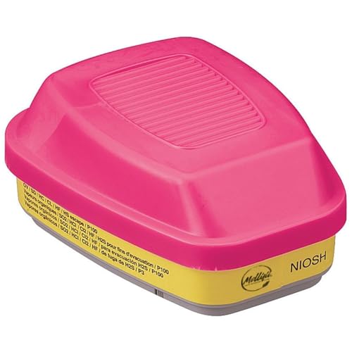 Combination Cartridge/Filter, Acid Gas (AG)/Organic Vapor (OV)/P100, Bayonet, Magenta/Yellow, 2 Pack, Mfr: 60923-A